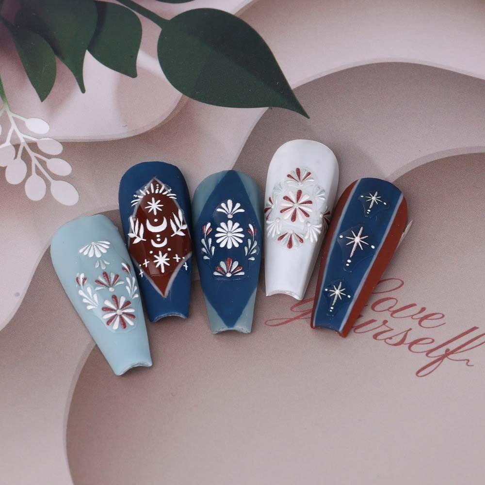 Mxbeauty Stiker Kuku Bohemia Gaya Bohemian Perekat Diri Hanna Hiasan Kuku Relief Matahari