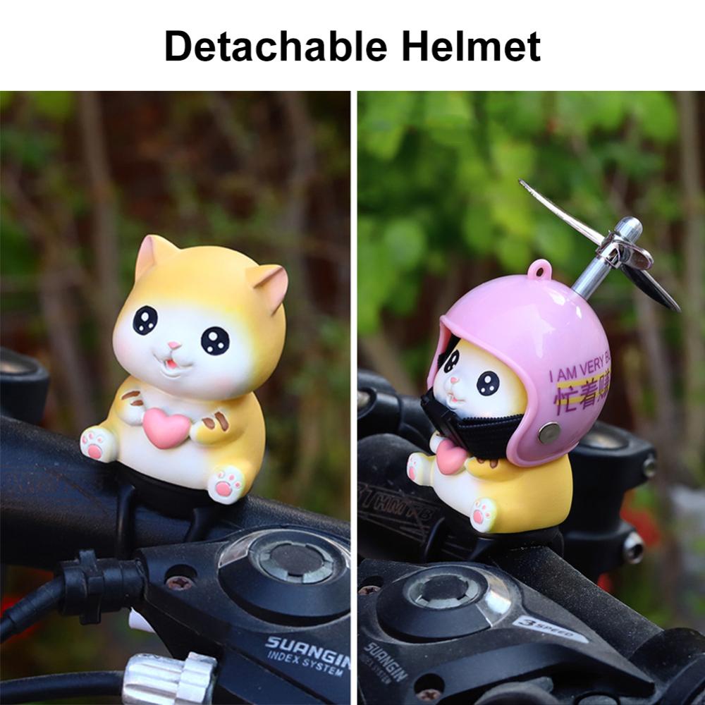 Timekey Kucing Resin Kecil Yang Lucu Dengan Helm Baling-Baling Sekrup Udara Ornamen Aksesoris Sepeda Angin Patah Angin Mainan Mobil Dekorasi B4D2