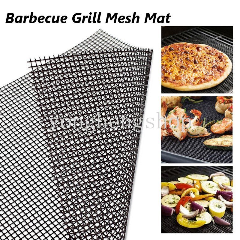 Non-stick Barbekyu Mesh Mat Reusable Tahan Panas BBQ Baking Net Pad Liner Outdoor Camping Memanggang Tikar Aksesoris Dapur