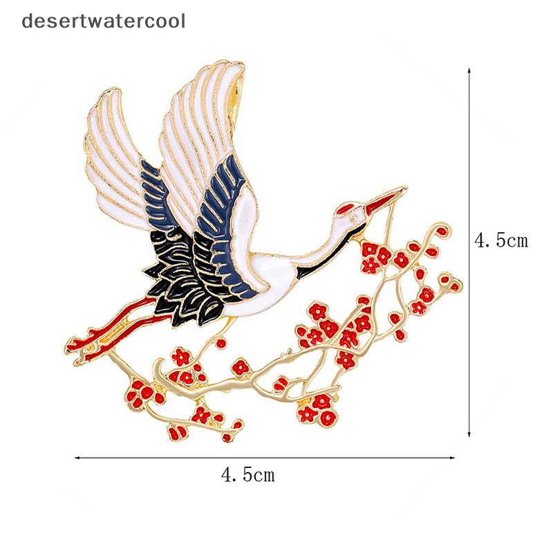 Deid Enamel Bunga Crane Bros Untuk Wanita Unisex Burung Hewan Pesta Bros Pin Hadiah Martijn