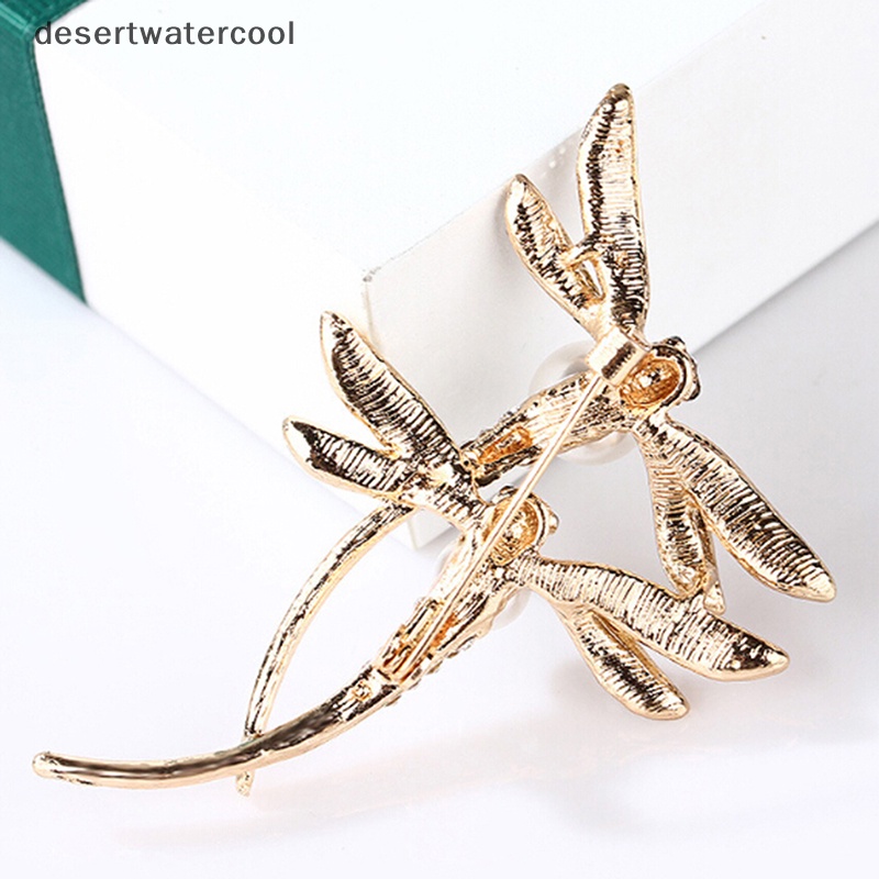 Deid Fashion Wanita Kristal Mutiara Hewan Capung enamel Bros pin custome Perhiasan Martijn