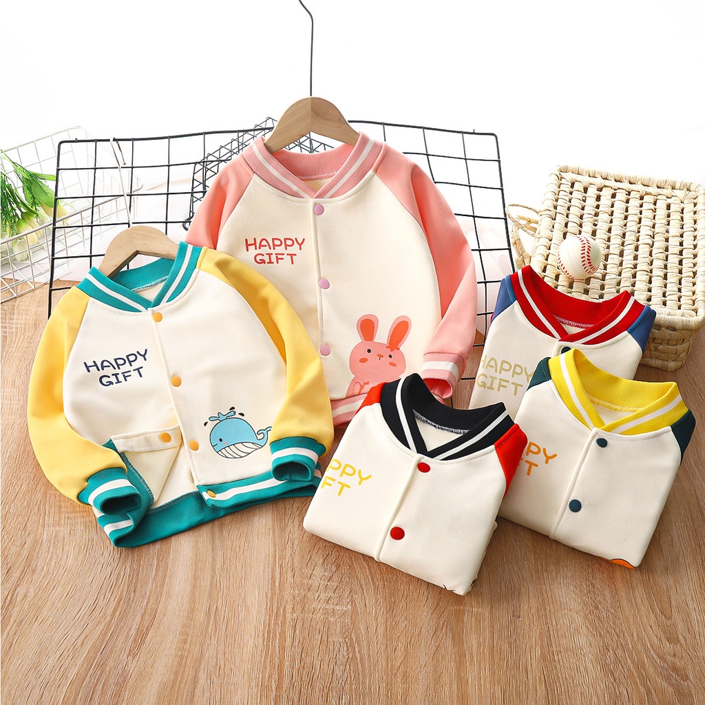 𝐃𝐤𝐢𝐝𝐬 ❤️ JK001 COD Jaket Anak Bayi Premium Outer Baseball Lucu Anti Angin Tebel Lembut Import Kancing Cetlek