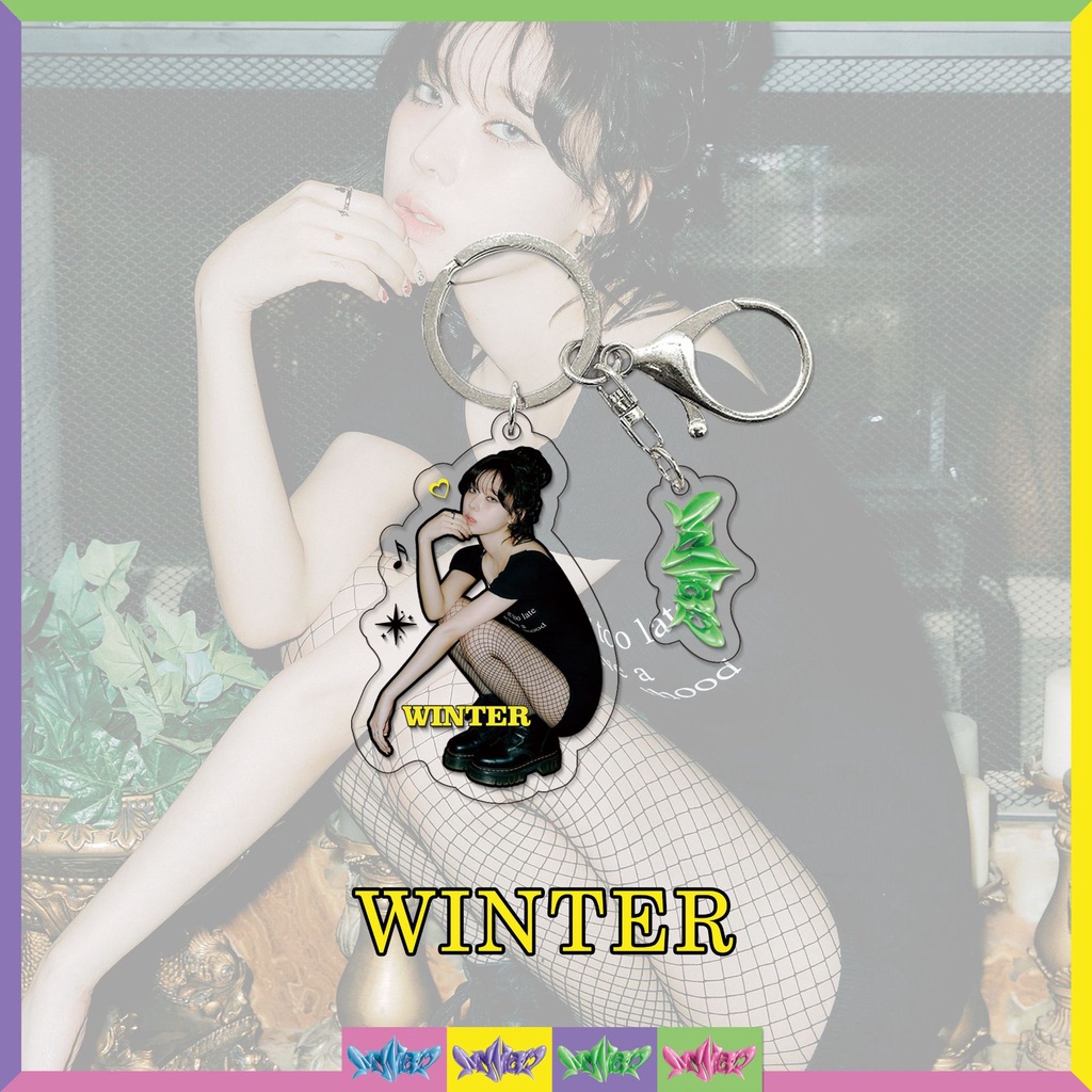 1pc AESPA MY WORLD Album Gantungan Kunci Akrilik NINGNING WINTER KARINA GISELLE Key Ring Gantung Atas