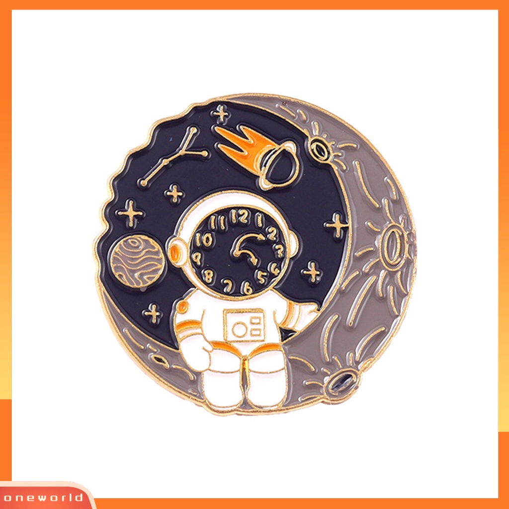 [ONE] Bros Pin Pola Kartun Electroplating Hias Tas Dekorasi Colorfast Pakaian Yang Sesuai Dengan Tahan Karat Planet Paus Astronot Enamel Lapel Pin Aksesoris Pakaian