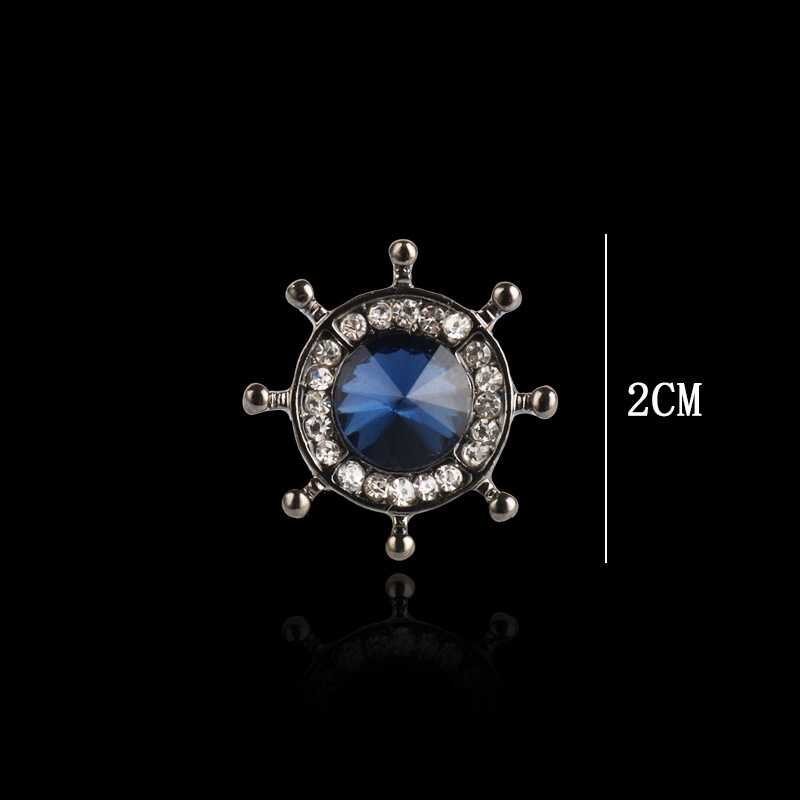 {rippleflower4.id} Fashion Berlian Imitasi Jangkar Kemudi Bros Kemeja Pria Lencana Kerah Pin Bros Untuk Aksesoris Wanita~