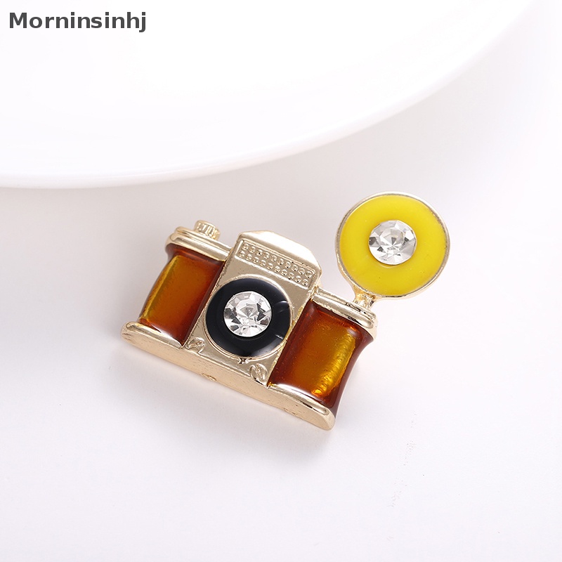 Mornin Fashion Wanita Pria Vintage Kamera Bros Kristal Enamel Pin Decor Perhiasan Hadiah id