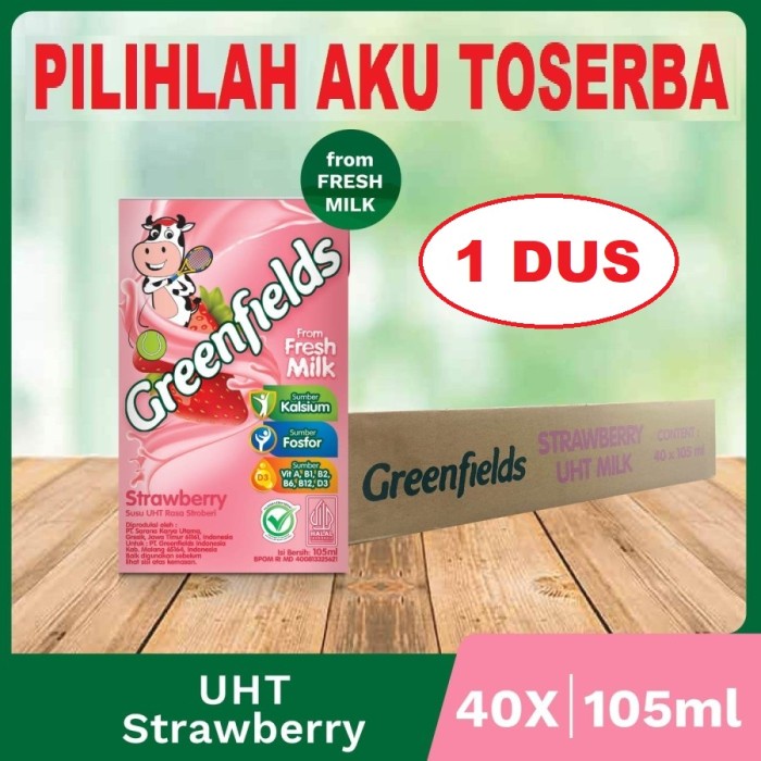 Susu Greenfields STRAWBERRY MINI 105 ml - ( HARGA 1 DUS ISI 40 )