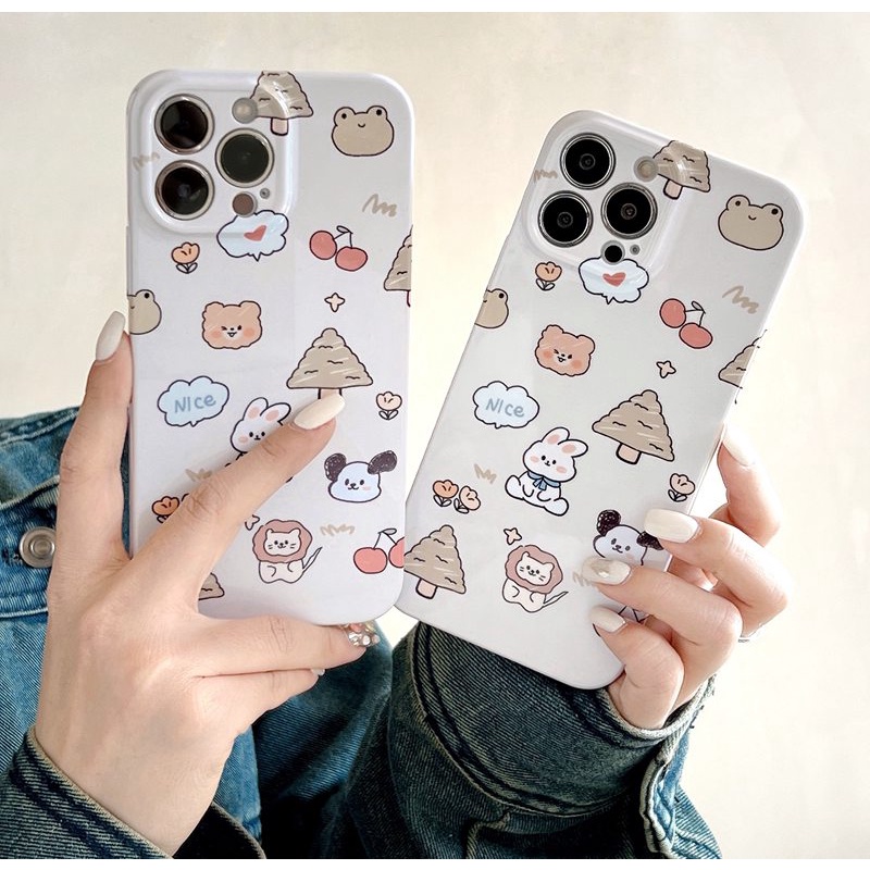 IPHONE Casing Plastik Keras Kartun Animal Bagus HP iP Iphone14+Plus X XS XR 11 12 13 Pro Max FTD Woman Girl Casing Apple