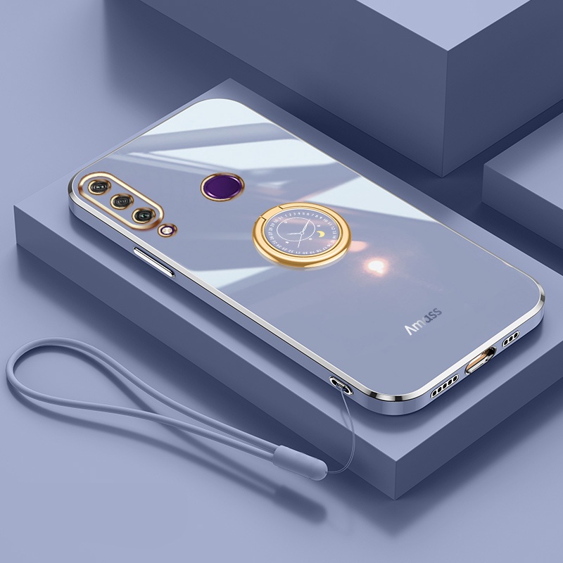 Andyh Casing Ponsel Silikon Ultra Tipis Untuk Huawei Y6P Y8P 2020 Deluxe Fall Protection Gold Band Dengan Cincin Jam Dan Lanyard Gratis