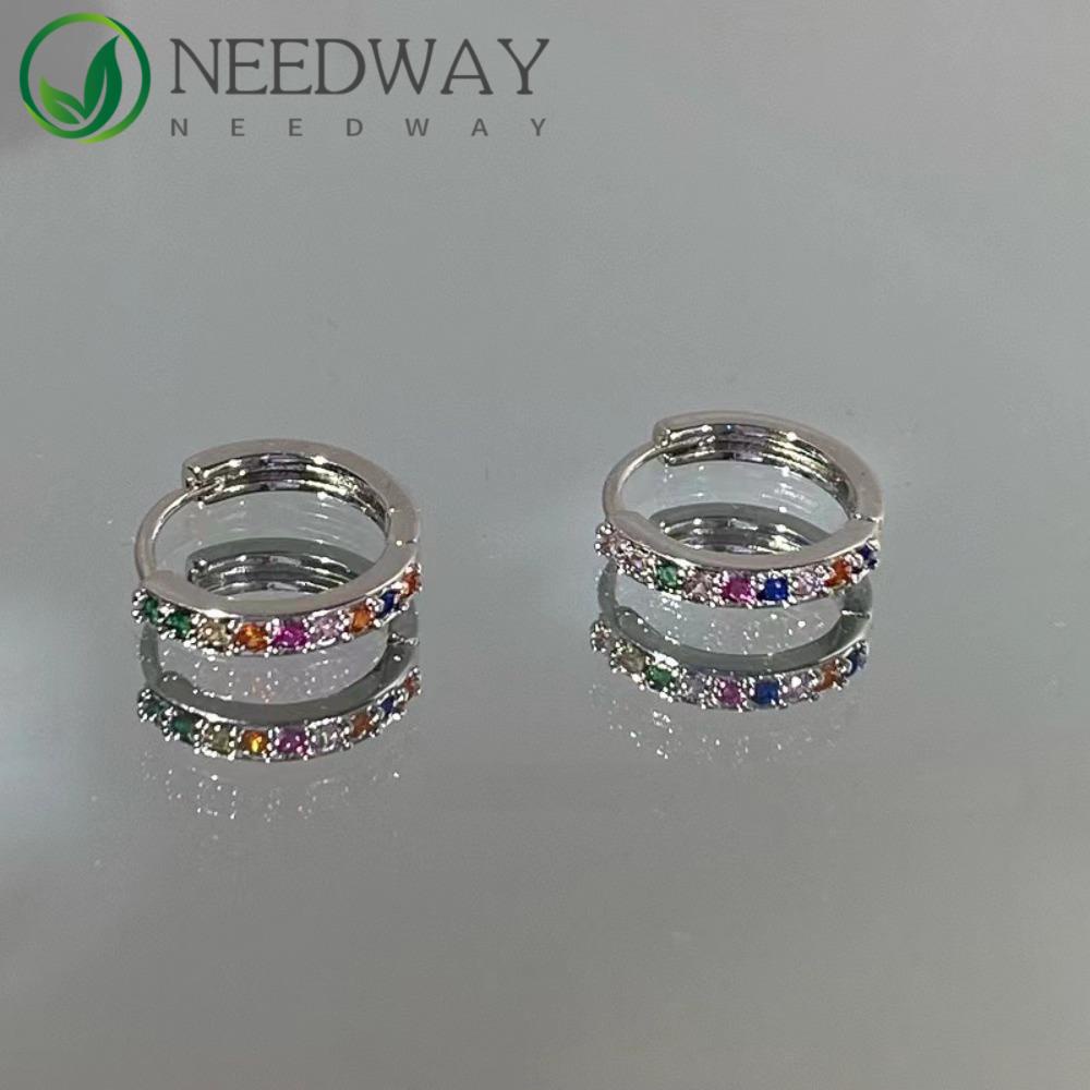 Needway  Berlian Imitasi Anting Niche Desain Anti-Alergi Fashion Paduan Serbaguna Sederhana Gaya Korea Aksesoris