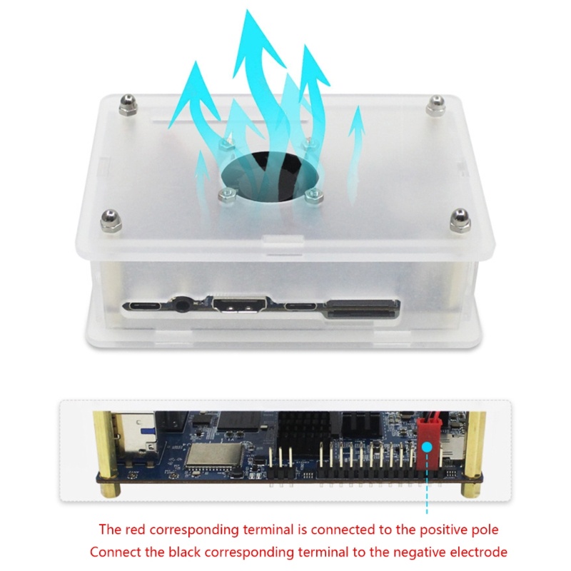 Cre Kotak Kandang Akrilik Dengan Kipas Pendingin Untuk Orange Pi5 5B Papan Pengembangan Case Heatsink Fan Cooling Radiators
