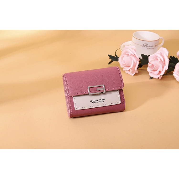 FINOM Alicia - Dompet Mini Lipat Wanita Motif Polos Trendi