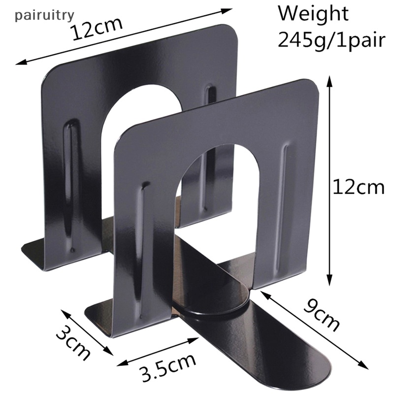 Prt 2Pcs Logam Hias Bookend Majalah Organizer Holder Kantor Standing Bookend Desktop Bookends Heavy Duty Book Holder PRT