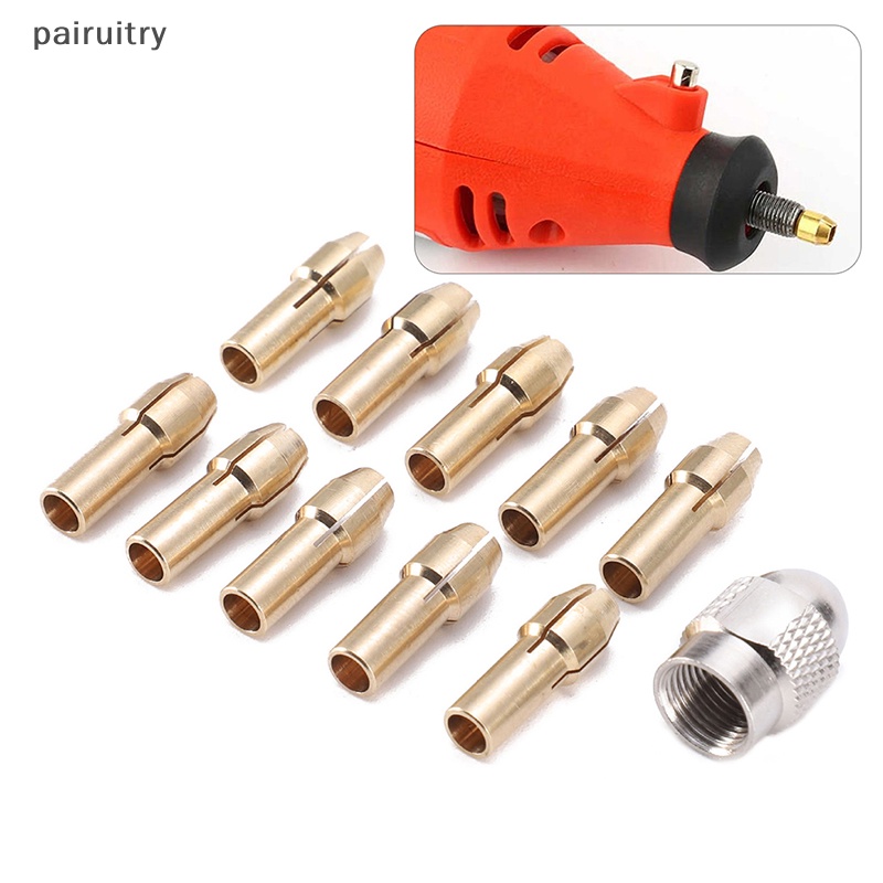 Prt 10 /11pcs Collet Chuck Bor Mini 0.5-3.2mm Diameter 4.8mm Shank Brass Chucks Untuk Dremel Rotary Tool Power Tool Aksesori PRT