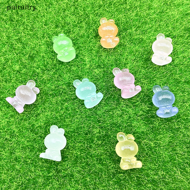 Prt 5PCS Dekorasi Resin Kartun Kelinci Bercahaya DIY Miniatur Hadiah Mobil Ornamen PRT