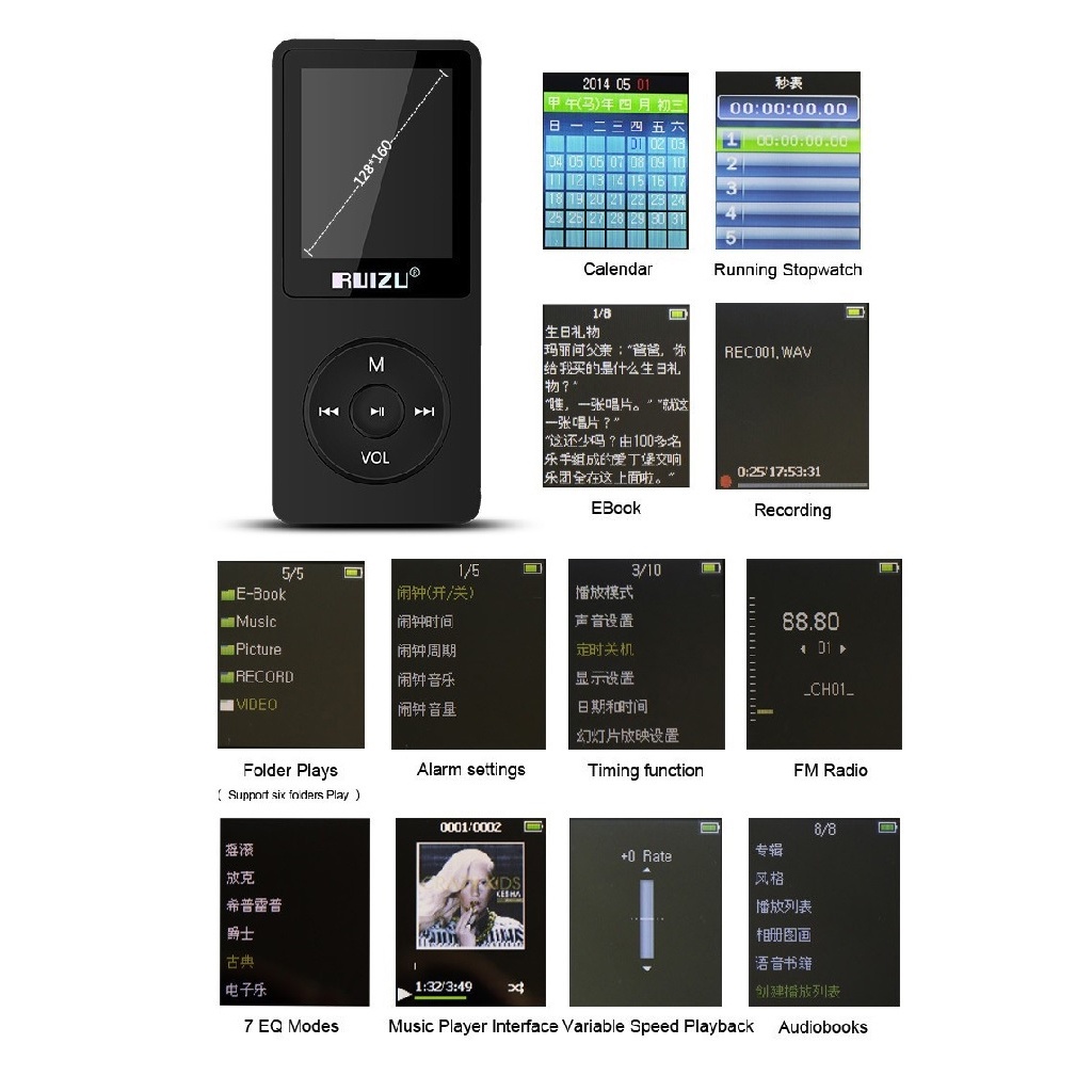 RUIZU X02 8GB AESTHETIC MP3 MP4 Audio Player Lossless HD FLAC SQ