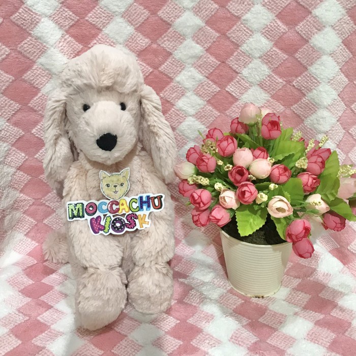 Jellycat Bashful Poodle / boneka anjing poodle pink