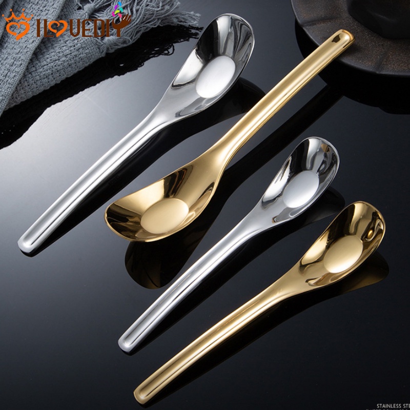 [Unggulan] Sendok Ingot Stainless Steel One-piece Pegangan Nyaman Kopi Susu Aduk ladle Halus Peralatan Makan Mudah Dibersihkan Halus Dipoles Sendok Dessert Sup