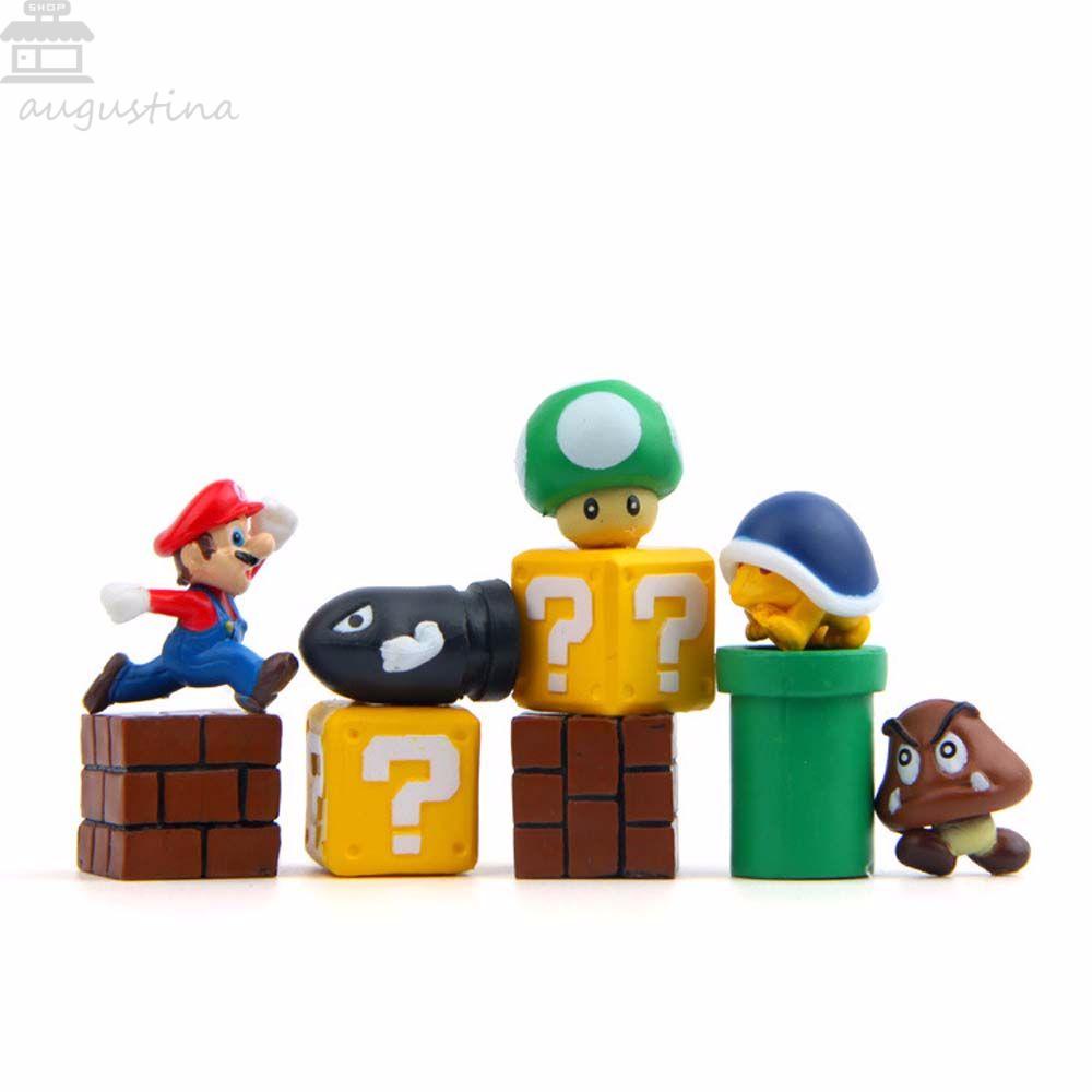 Figurine Action Agustina 10pcs /set Model Koleksi PVC Hiasan Desktop Jamur Model Anime Bros Super Mario.