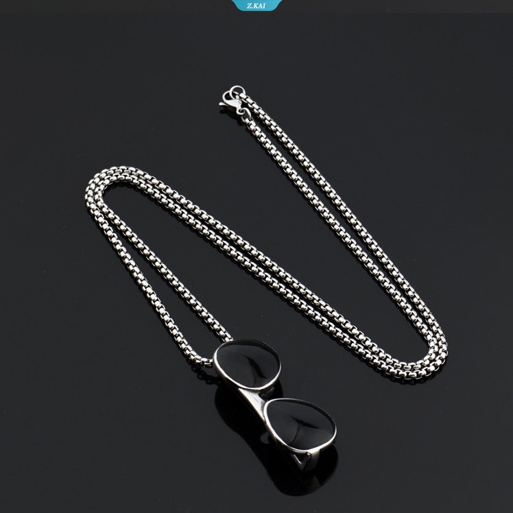 Kacamata Hitam Liontin Kalung Untuk Pria Dan Wanita Stainless Steel Metal Choker Fashion Perhiasan Hiphop Aksesoris Sweater Rantai Hadiah [ZK]