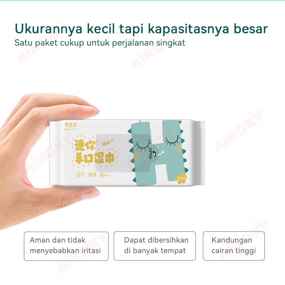 AIKOKY 8PCS/Set Tisu Basah Mini / Portable Wet Wipes