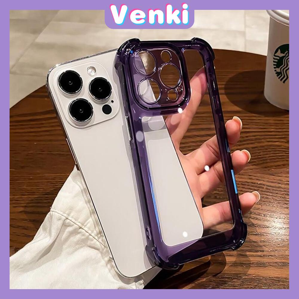 VENKI - Untuk iPhone 14 Pro Max iPhone Case Acrylic Hard Case Bening Case Airbag Tahan Guncangan Kamera Case Ungu Hitam Kompatibel dengan iPhone 13 Pro Max 12 Pro Max 11 Pro Max