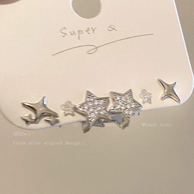 Ay(cn) Y2K Hati Kupu-Kupu Bintang Stud Anting Set Zirkon Kristal Emas Perak Drop Earrings Untuk Wanita Perhiasan Aksesoris