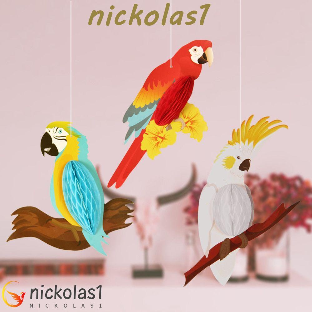 Nickolas1 Sarang Lebah Tropical Burung Warna-Warni Tropical Kamar Tidur Tiki Bar Kertas Musim Panas Rumah Kelas Hiasan Gantung