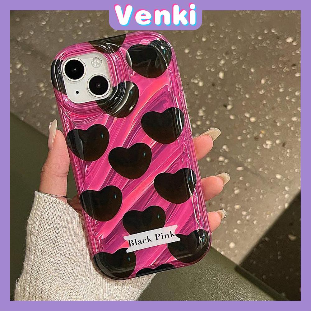 VENKI - Untuk iPhone 11 iPhone Case Laser Reflektif Bening Phone Case TPU Soft Shockproof Airbag Case Hitam Hati Kompatibel dengan iPhone 14 13 Pro Max 12 Pro Max XR 7 8PLus