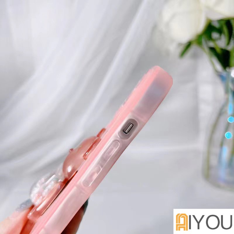Casing Stand Holder Lipat Beruang Lucu Untuk IPhone11 13pro Max 12pro Max Promax 14plus X/XSmax XR 7plus8 Plus Penutup Transparan Tahan Guncangan