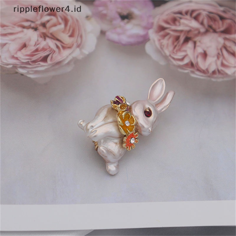 {rippleflower4.id} Wanita Kelinci Lucu Berlian Imitasi Enamel Bros Pin Lencana Perjamuan Pesta Jas Dekorasi Perhiasan~