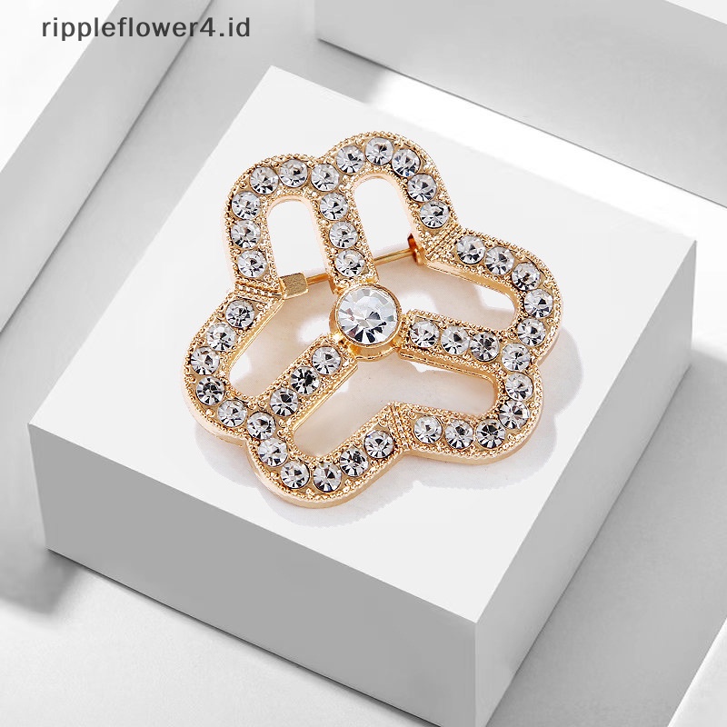 {rippleflower4.id} Federation Wanita Emblem Bros Zirkon Pakaian Pin Brooche Aksesoris Perhiasan Halus Berlian Imitasi Bertatahkan Berlian Bros Logo Aksesoris~
