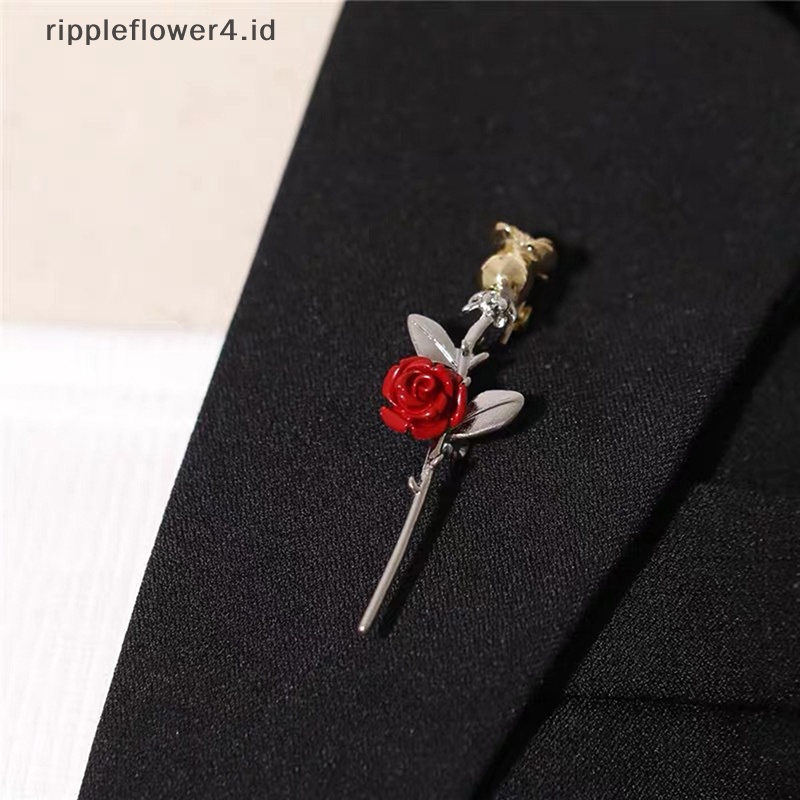 {rippleflower4.id} Bros Bunga Mawar Merah Untuk Wanita Elegan Tulip Flower Bouquet Lapel Pins~