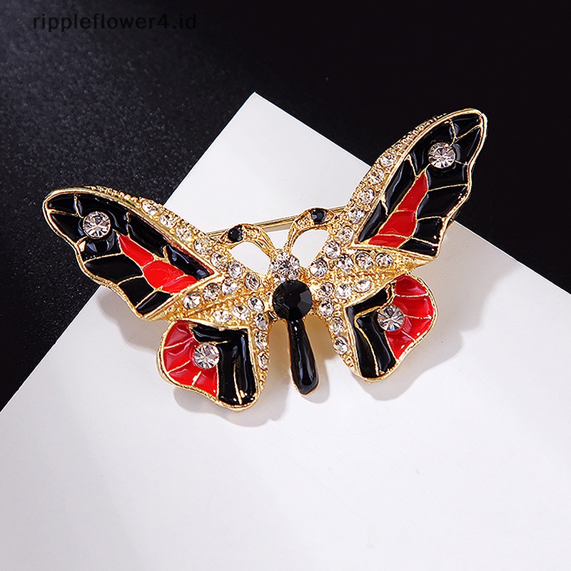 {rippleflower4.id} Fashion Warna Berlian Kupu-Kupu Bros Wanita Kostum Mantel Perhiasan Accessries Hadiah~