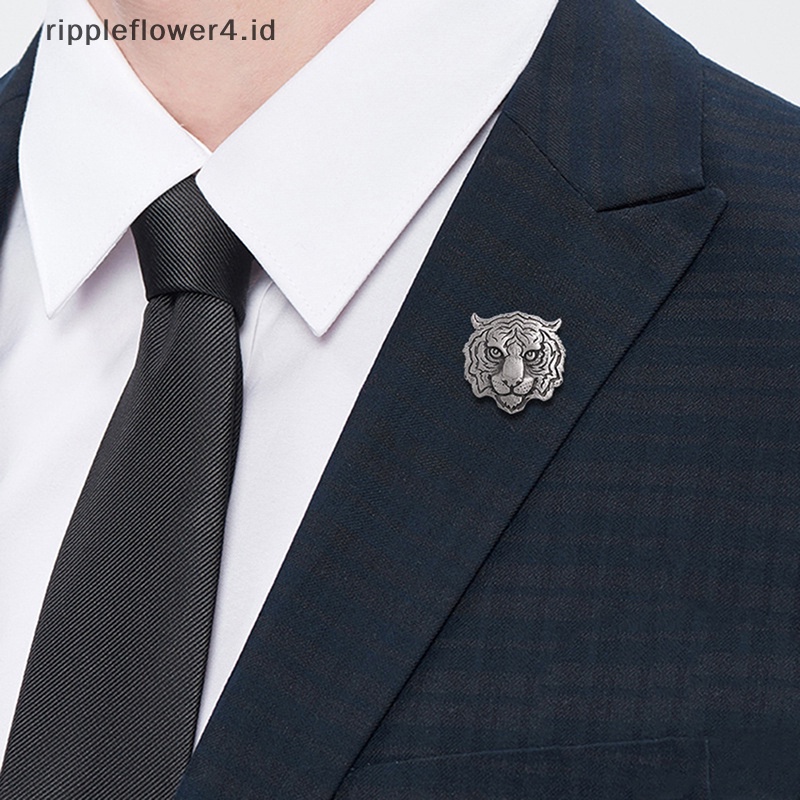 {rippleflower4.id} Berlian Imitasi Harimau Bros Kepala Harimau Pesta Kasual Bros Pin Hadiah~