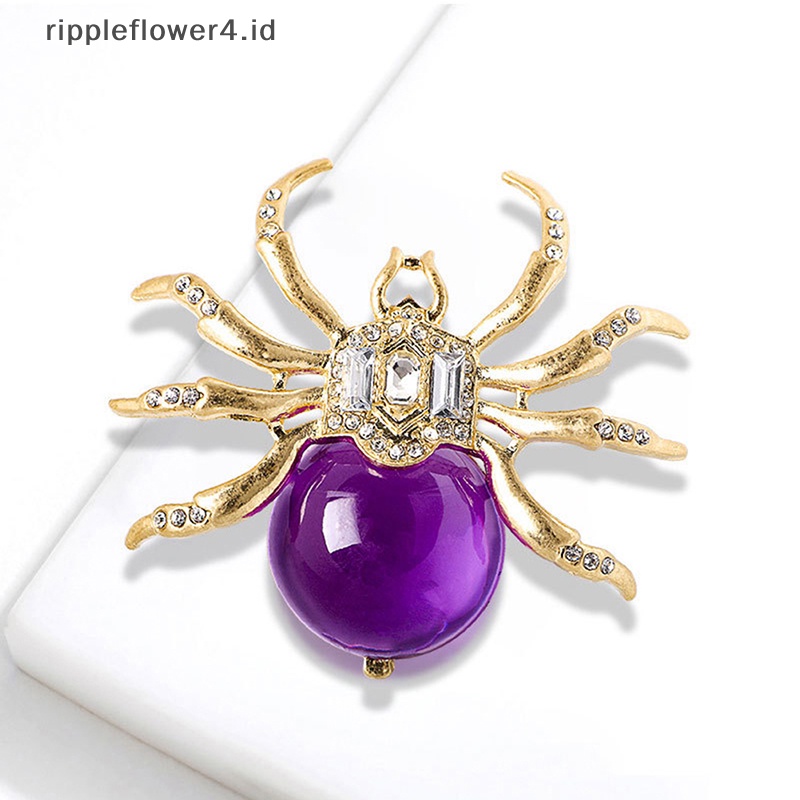 {rippleflower4.id} Desain Baru Lucu Kristal Spider Bros Kodok Bros Hijau Bros Pribadi Hewan Kartun Pin Bros Pernikahan Bros Aksesoris Elegan~