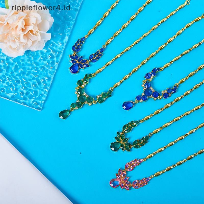 {rippleflower4.id} Kristal Bunga Kalung Anting Pengantin Set Perhiasan Paduan Akrilik Kalung Dua Potong Set Untuk Wanita Pesta Jewellery Female~