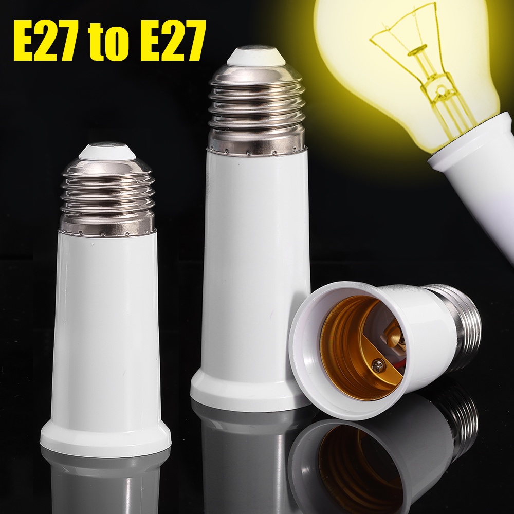 Fitting Socket Dudukan Lampu Extender 65mm 95mm 120mm E27 Ke E27/Fitting Converter Extension Light Holder/Adaptor Socket Extension Lampu LED/Adaptor Socket Sekrup Bohlam