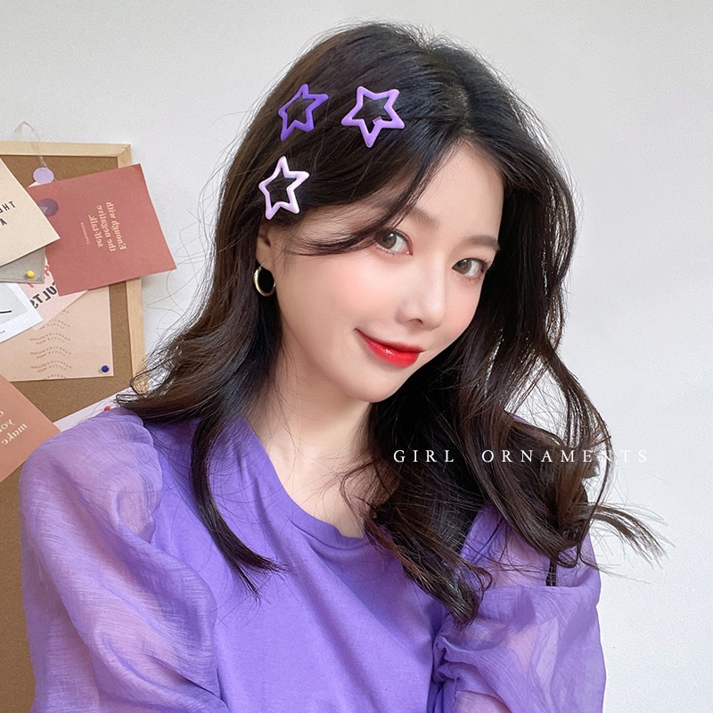 [Harga Grosir]cewek Y2k Gaya Pentagram BB Jepit Populer Aksesoris Rambut Wanita Manis Lucu Permen Warna Poni Samping Rambut Pin Wanita Fashion Korea Bintang Berujung Lima Hair Clip