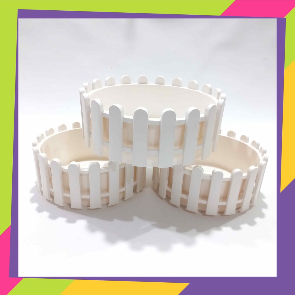 1879 / Pot bunga bulat pagar plastik / Vas bunga tanaman artificial / Vas bunga hias aesthetic