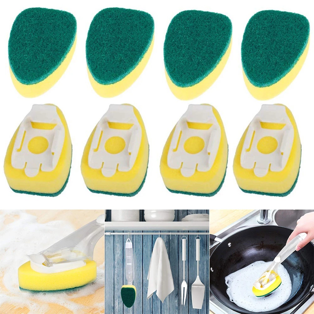 Alat Cuci Piring Bongkar Pasang/Kitchen Sink Scrubber Decontaminated Cleaning Brush/Sikat Panci Spons Gagang Panjang Dengan Dispenser Sabun/Sikat Cuci Piring Rumah Tangga Yang Dapat Diganti