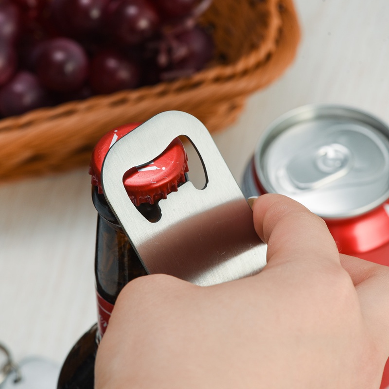 Kreatif Pembuka Botol Stainless Steel Pembuka Botol Mini Portable Kunci Rantai Pembuka Botol Aksesoris Gantungan Kunci Minimalis Tutup Lepas