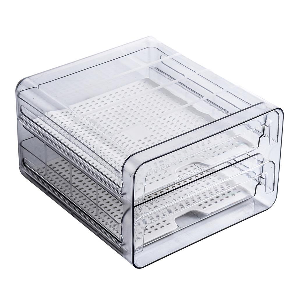 Kotak Penyimpanan Kulkas Stackable Hotel Restoran Sayur Buah Daging Organizer Laci Drainase Holder Case