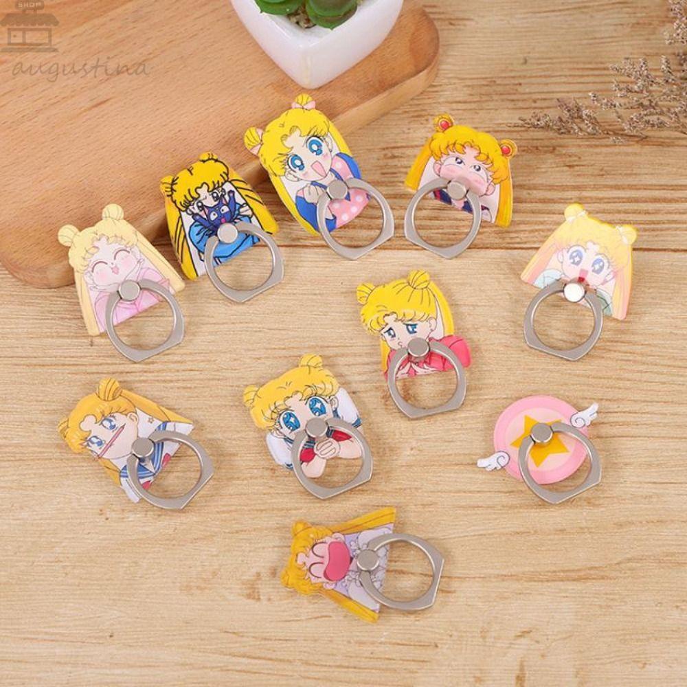 Agustina Sailor Moon Cincin Jari Telepon Untuk Ponsel Bentuk Kartun Dudukan Mobil Berdiri 3d Lipat Ditarik Dukungan Smartphone 360derajat Airbag Bracket Braket Telepon