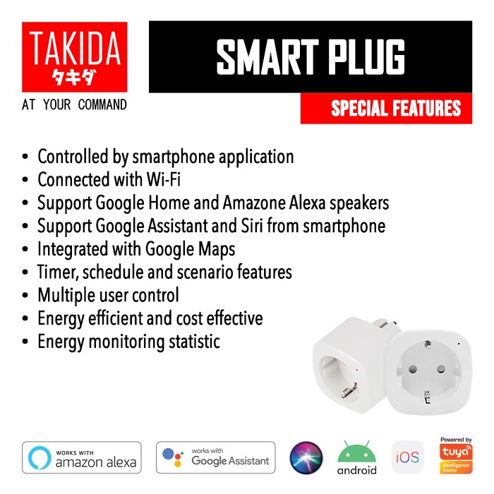 TAKIDA Smart plug Energy Monitoring Statistic Colokan Pintar Otomatis Stop Kontak Smart 16A MAX, 3680W max