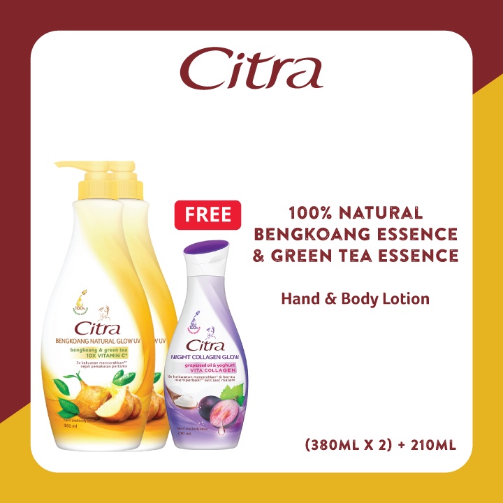 Buy 2 Citra Lotion Bengkoang Natural Glow UV 380ml FREE Citra Lotion Night Glow UV 210ml