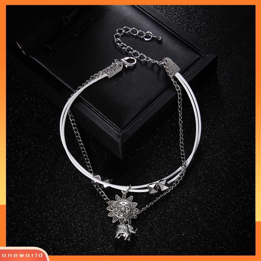 [WOD] Boho Lady Multi Layer Sun Elephant Charm Barefoot Sandal Kaki Gelang Kaki