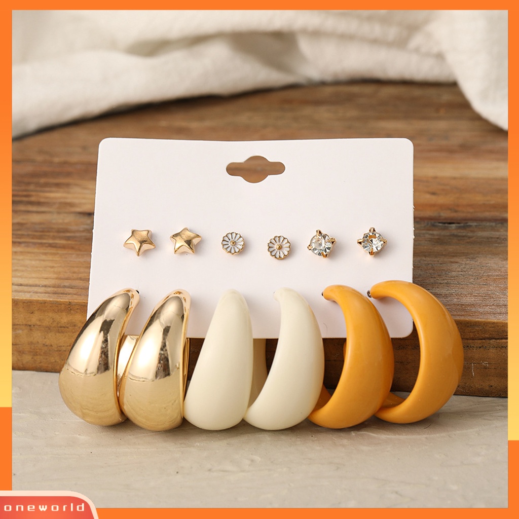 [WOD] 1set Anting Hoop Bentuk C Geometri Akrilik Sederhana Anting Menjuntai Ringan Untuk Pakaian Sehari-Hari