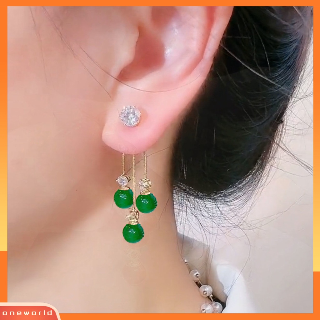 [WOD] 1pasang Anting Menjuntai Anti Alergi Hias Berkilau Wanita Retro Berlian Imitasi Liontin Stud Earrings Untuk Pacaran