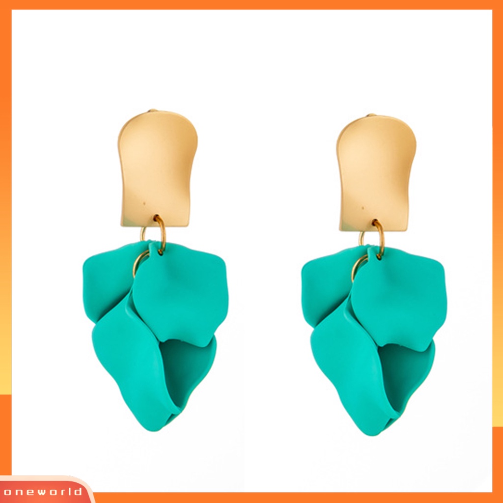 [WOD] 1pasang Drop Earrings Temperamen Elegan Geometris Tidak Teratur Semua Pertandingan Dekorasi Shell Akrilik Wanita Kelopak Bunga Liontin Anting Perhiasan Hadiah Untuk Pacaran